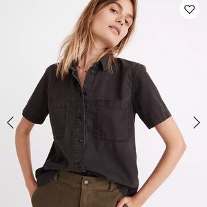 Madewell Denim Short-Sleeve Button-Up Shirt in Lunar Wash Madewell